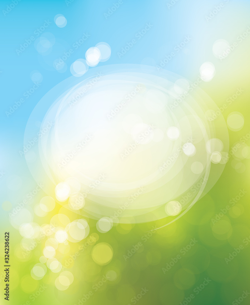 Wall mural vector circle frame on nature bokeh background.