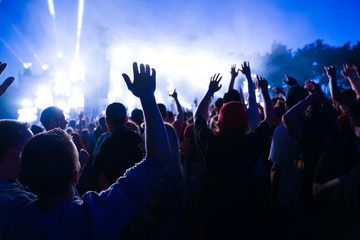 Festival in Germany with a large stage and many fans. Fun, dance and joy.