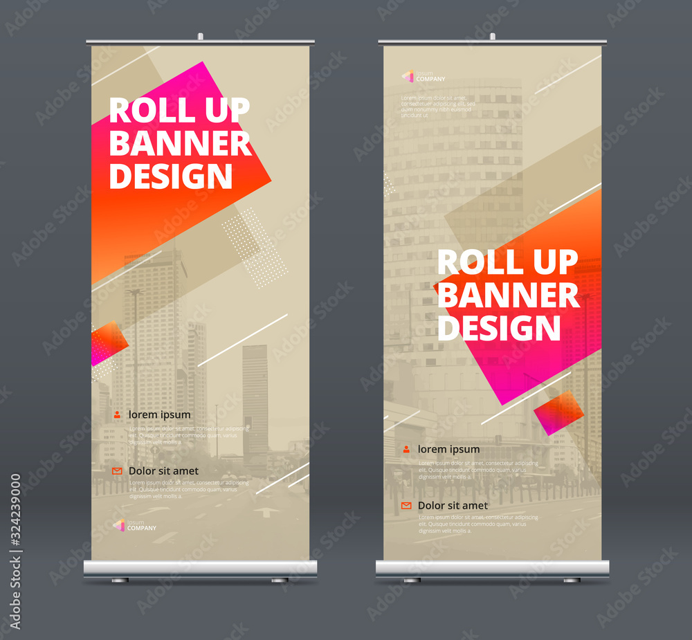 Wall mural biege business roll up banner. abstract roll up background for presentation. vertical roll up, x-sta