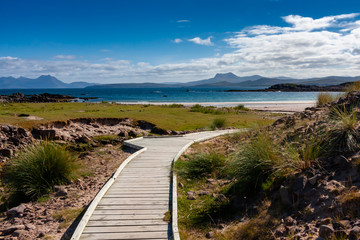 Beach boardwalk in Scotland west coast