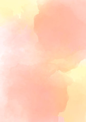 Pink-yellow watercolor background. Delicate peach color. Watercolor background for romantic, wedding card, invitation.