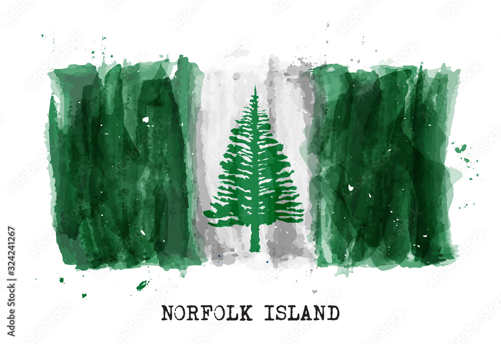 Wall mural Realistic watercolor painting flag of Norfolk island . Vector .