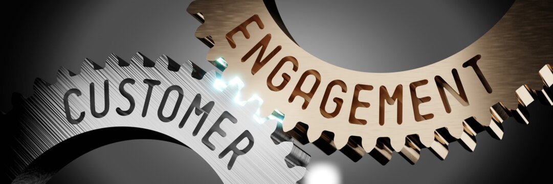 Customer engagement - gears concept - 3D illustration