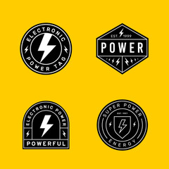 Set of vitage power logo emblems. Electronic company logotype.