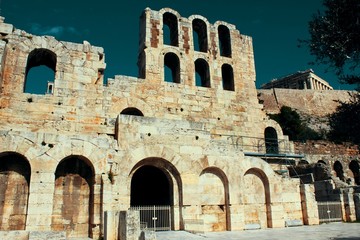 View of the Odeon of Herodes Atticus in Athens, Greece.