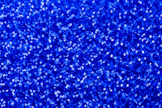 Background With Blue Sequin Texture. Glitter Background For Holiday And Party Banner