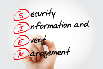 SIEM - Security information and event management acronym - obrazy, fototapety, plakaty
