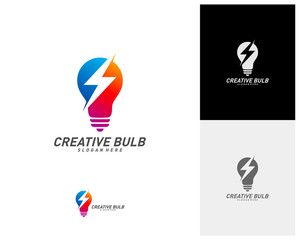 Creative Bulb thunder logo design vector. Fast Bulb logo template. icon symbol