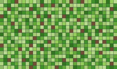 Abstract green and brown pixel art style vector background.