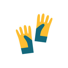 Yellow work gloves for working in the garden.Protect your hands from dirt and damage.Work clothes.Flat isolated illustration on a white background.