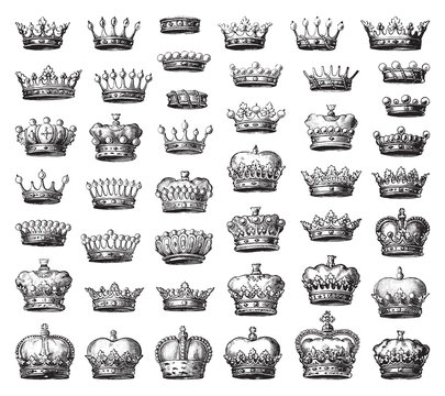 Crown collection / vintage illustration from Brockhaus Konversations-Lexikon 1908