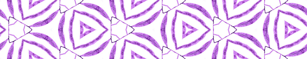 Purple summer Seamless Border Scroll. Geometric Wa