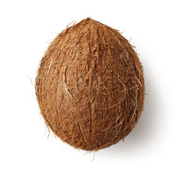 Whole coconut isolated on white background
