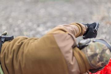 police, army and border police gun training. firing weapons and pistols. gun shooting exercise....