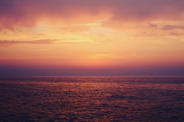 over the sea and sunset