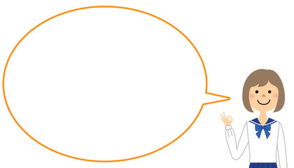 OKサインをする学生　ふきだし
