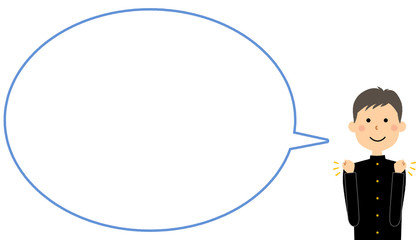 ガッツポーズをする学生　ふきだし