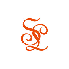 letter sl symbol curves linked ribbon logo vector