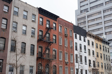 Fototapeta na wymiar Row of Colorful Old Buildings in Kips Bay New York City