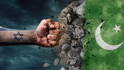 Fist breaking rock. Israel destroying Pakitan