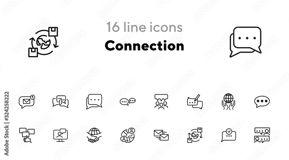 Aufkleber connection line icon set. set of line icons on white background. communication concept. chat, dialog