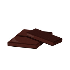 Chocolate pieces, vector illustration. Dark chocolate isolated on white background.
