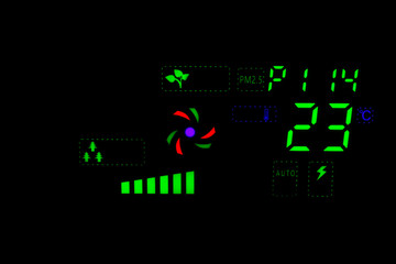Display and Touch buttons for controlling the operation of the fresh air purifier