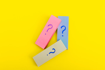 question marks on posters