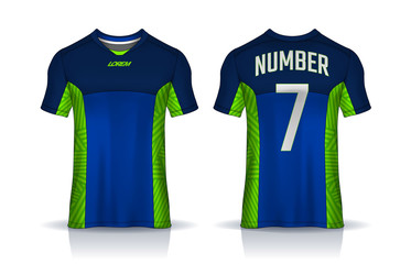 t-shirt sport design template, Soccer jersey mockup for football club. uniform front and back view.