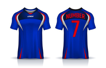 t-shirt sport design template, Soccer jersey mockup for football club. uniform front and back view.