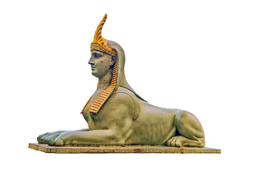 Sphinx on the Egyptian bridge in St. Petersburg. isolated sphinx bridge element