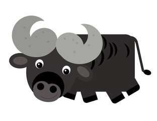 Cartoon happy farm animal cheerful buffalo isolated on white background illustration for children
