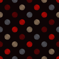 Polka dots ornament. Hatch. Seamless pattern. Vector illustration for web design or print.