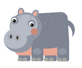 cartoon scene with hippo hippopotamus on white background illustration