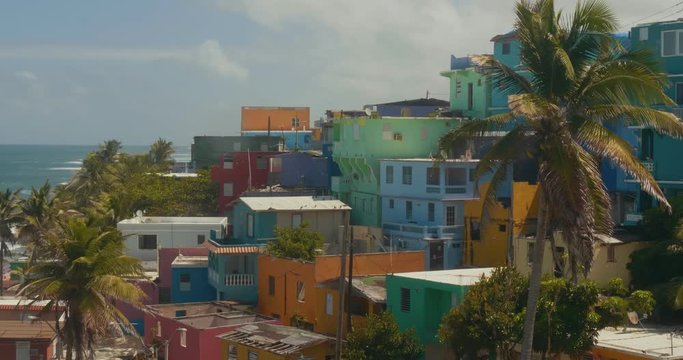 Stunning establishing shot of La Perla neighborhood in Puerto Rico.