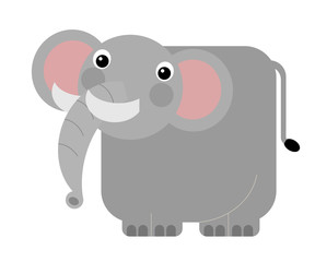 cartoon scene with big elephant on white background safari illustration