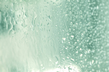 water drops on shower cabine glass with copy space for your text