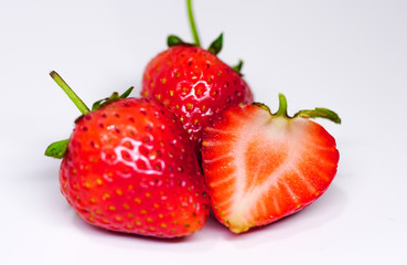 Strawberries on a white background