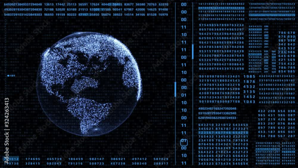 Poster hud futuristic digital data visualization spin earth planet motion background.