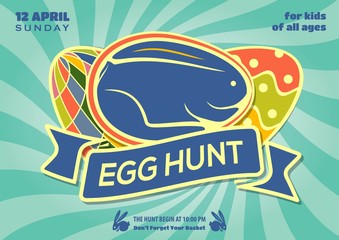 Easter Egg Hunt poster design template. Vector illustration