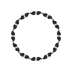 Frame from leaves. Leaves in a circle graphic background. Frame isolated on white background. Vector illustration