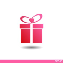 gift and ribbon icon with a heart.Gift card icon vector. Trendy flat design style on white background. vector illutration