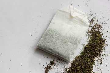 Bag of tea on white background