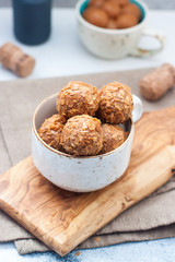 Luxury handmade chocolate bonbon assortment of delicious decorative round truffles for a celebration