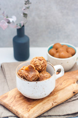 Luxury handmade chocolate bonbon assortment of delicious decorative round truffles for a celebration