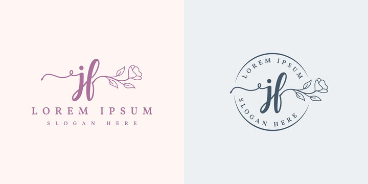 Initial jf feminine logo collections template - vector