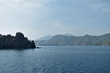 mountains and rocks of the Aegean sea. Turkey