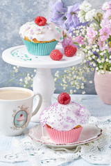 Morning muffins cakes berries flowers