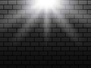 Light rays on a grey brick background. Vector stock illustration for poster or banner