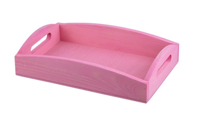 Pink wooden box on a white background.